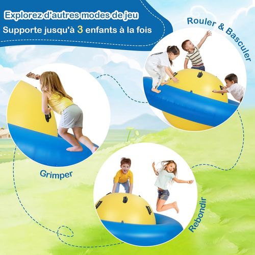 Balle Gonflable Enfants Ø233cm Avec 6 Poignées, Château Gonfable En Pvc, Charge 113kg (jaune+bleu)