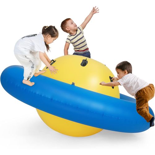 Balle Gonflable Enfants Ø233cm Avec 6 Poignées, Château Gonfable En Pvc, Charge 113kg (jaune+bleu)