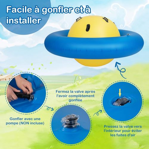 Balle Gonflable Enfants Ø233cm Avec 6 Poignées, Château Gonfable En Pvc, Charge 113kg (jaune+bleu)