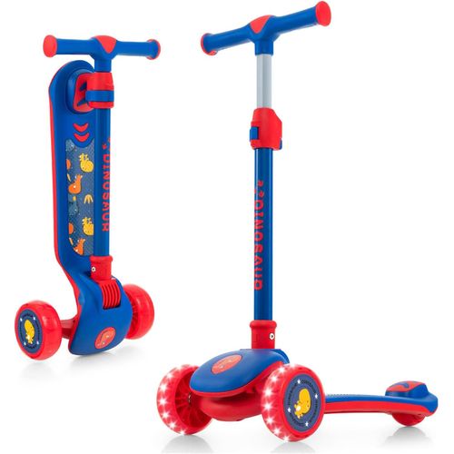 Trottinette Pliable à 3 Roues LED Hauteur Réglable 63-83cm Charge 50kg Pour Enfant 3-5 Ans, Bleu