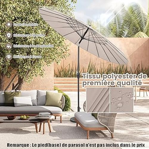 Parasol De Jardin, 18 Baleines, Manivelle Inclinaison (beige)