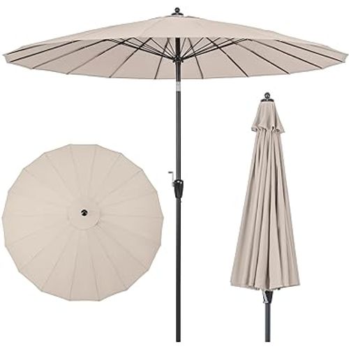 Parasol De Jardin, 18 Baleines, Manivelle Inclinaison (beige)
