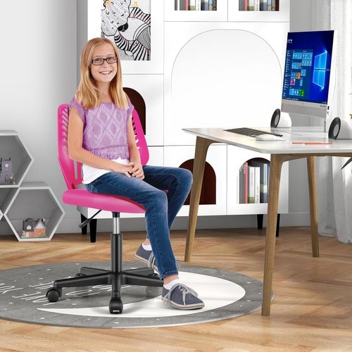 Chaise De Bureau Pivotante Réglable Pour Enfant - Dossier Percé, Couleur Violette - Pour Chambre Ou Salle D'étude