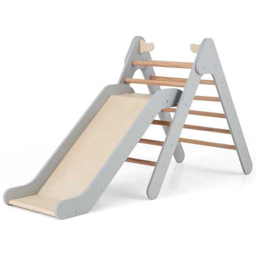 2 En 1 Triangle D'escalade Montessori Enfant Avec Toboggan,charge 60kg Pour Enfants De 1 An+