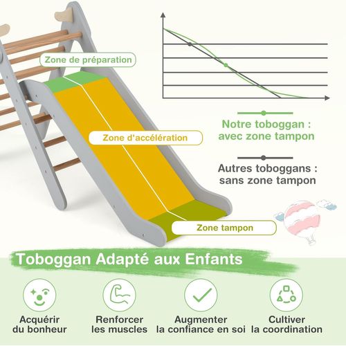 2 En 1 Triangle D'escalade Montessori Enfant Avec Toboggan,charge 60kg Pour Enfants De 1 An+