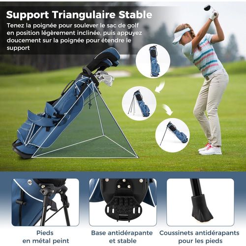 Sac De Golf Trépied à Compartiments à 4 Voies, Sac De Transport Pour Golf Avec 4 Poches Zippée