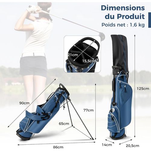 Sac De Golf Trépied à Compartiments à 4 Voies, Sac De Transport Pour Golf Avec 4 Poches Zippée