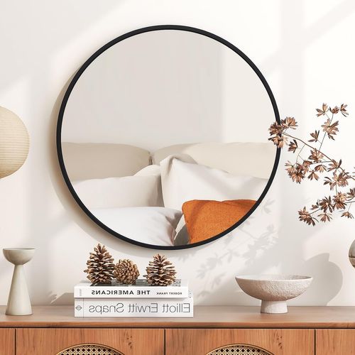 Miroir Mural Rond 60 Cm - Verre Poli - Pour Salle De Bain, Salon, Chambre - Fixation Incluse (vis Et Chevilles)