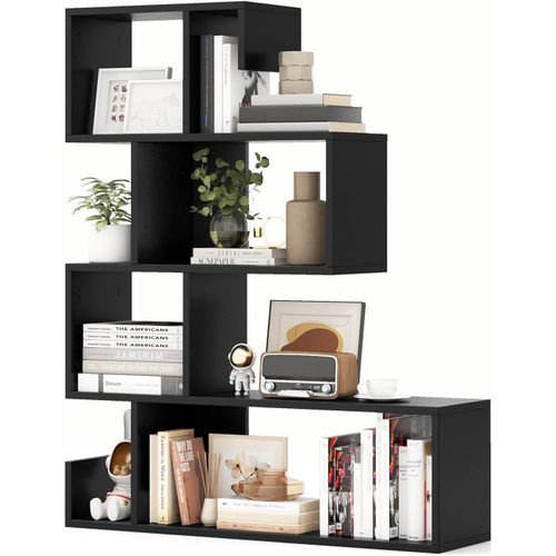 Bibliothèque 5 Niveaux Forme S, Compartiments Ouverts, 22x80x100cm, Étagère ,noir