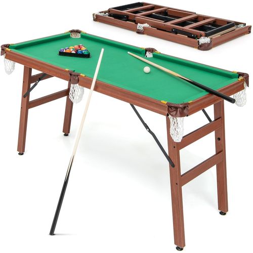 Table De Billard Pliable Avec Accessoires(2 Queues, 16 Boules, Brosse), 138 X 67 X 79,5 Cm