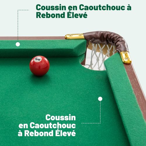 Table De Billard Pliable Avec Accessoires(2 Queues, 16 Boules, Brosse), 138 X 67 X 79,5 Cm