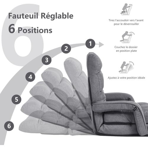 Fauteuil De Salon, Fauteuil Convertible 1 Place Avec Oreiller, Canapé-lit Convertible (gris)