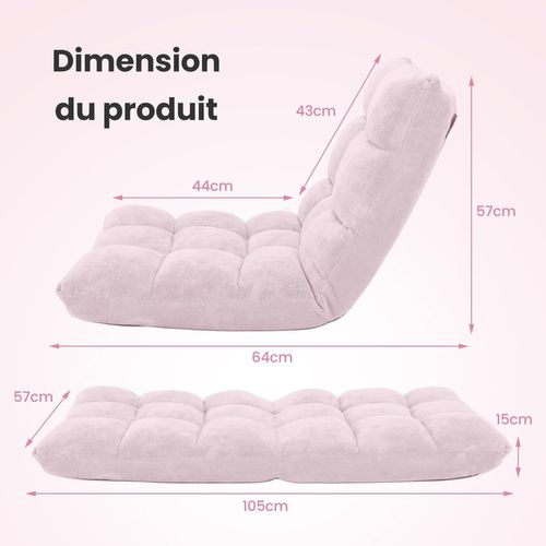 Canapé Paresseux Tatami Pliable Chaise De Plancher Coussin De Chaise De Lit Siège De Sol, Rose Clair