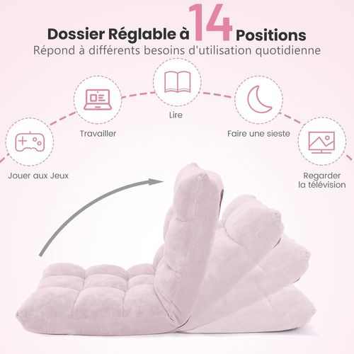 Canapé Paresseux Tatami Pliable Chaise De Plancher Coussin De Chaise De Lit Siège De Sol, Rose Clair