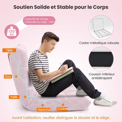 Canapé Paresseux Tatami Pliable Chaise De Plancher Coussin De Chaise De Lit Siège De Sol, Rose Clair