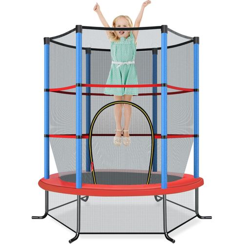 Trampoline Extérieur Enfants Ø165 Cm Avec Filet De Sécurité, Charge Max 135kg (bleu)