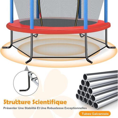 Trampoline Extérieur Enfants Ø165 Cm Avec Filet De Sécurité, Charge Max 135kg (bleu)