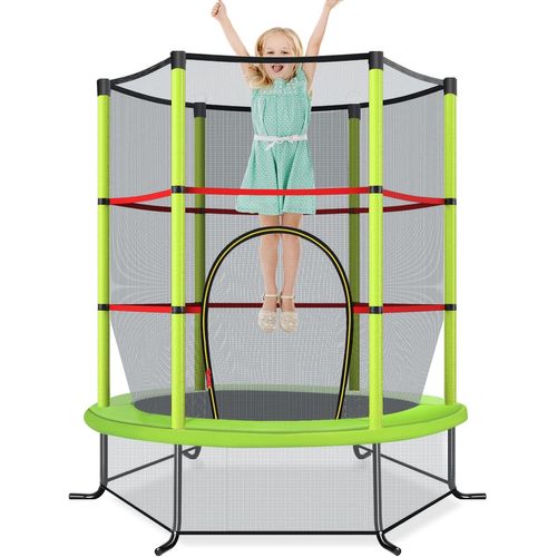 Trampoline Extérieur Enfants Ø165 Cm Avec Filet De Sécurité, Charge Max 135kg (vert)
