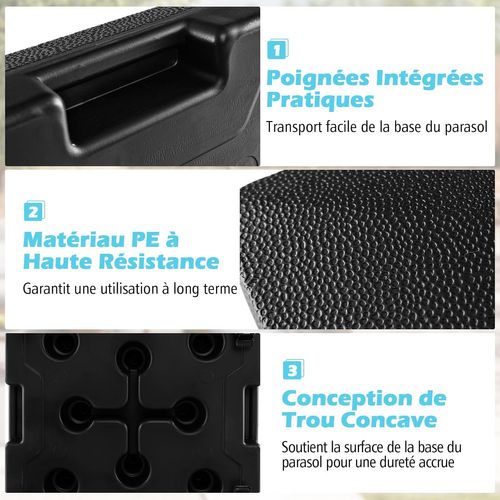 Pied De Parasol Carré, Base Avec 4 Roues Universelles Verrouillables, 45 X 44 X 40 Cm (l X L X H)