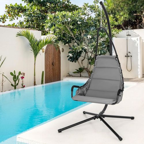 Fauteuil Suspendu Avec Support En Acier, Balançoire Suspendue, Charge 120 Kg (gris)