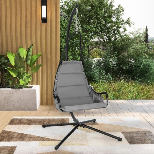 Fauteuil Suspendu Avec Support En Acier, Balançoire Suspendue, Charge 120 Kg (gris)