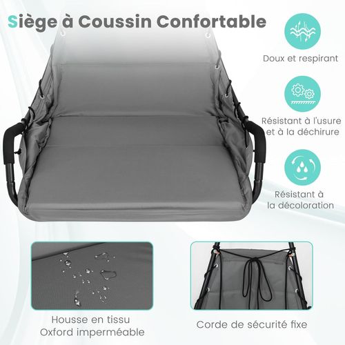 Fauteuil Suspendu Avec Support En Acier, Balançoire Suspendue, Charge 120 Kg (gris)