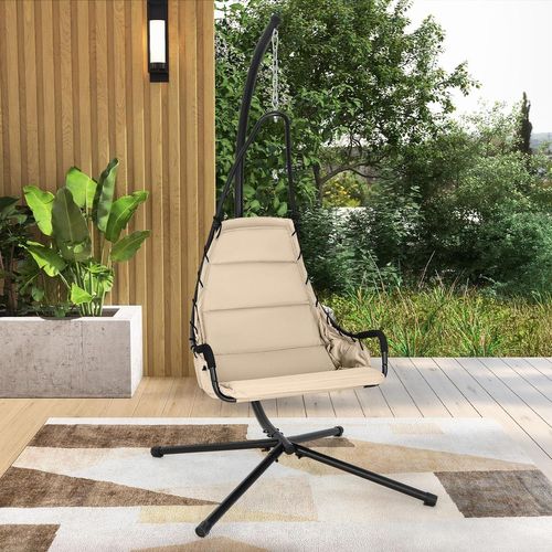 Fauteuil Suspendu Avec Support En Acier, Balançoire Suspendue, Charge 120 Kg (beige)
