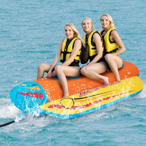 Bateau Banane Gonflable Pour 1 à 3 Passagers Charge 231kg, 252 X 108 X 51 Cm，rouge + Jaune