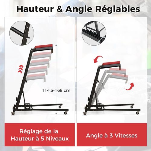 Tabouret D'atelier Repliable Pour Moteur Avec Hauteur Réglable 114,5-168 Cm