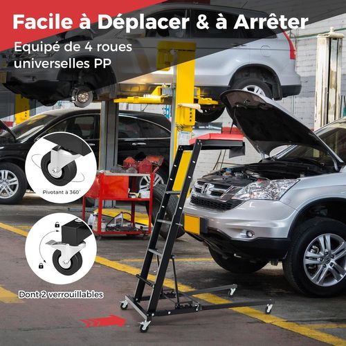 Tabouret D'atelier Repliable Pour Moteur Avec Hauteur Réglable 114,5-168 Cm