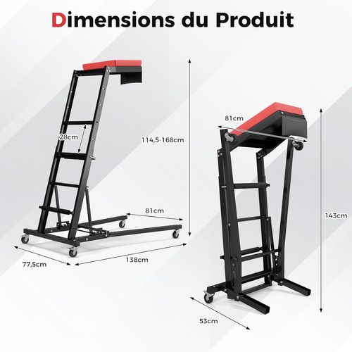 Tabouret D'atelier Repliable Pour Moteur Avec Hauteur Réglable 114,5-168 Cm