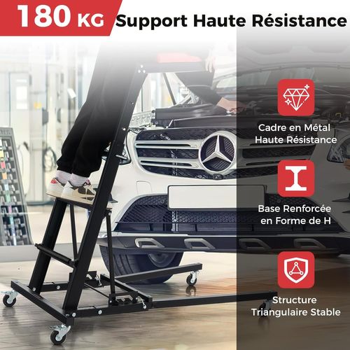 Tabouret D'atelier Repliable Pour Moteur Avec Hauteur Réglable 114,5-168 Cm