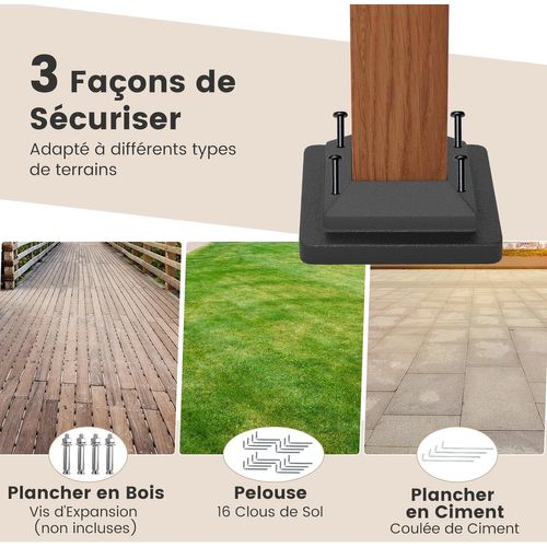 Pergola Rétractable D'extérieur Métallique à Arcs 300x360cm Pour Patio, Tonnelle Treillis, Beige