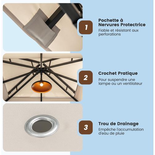 Tonnelle De Jardin 360 X 300 Cm Avec Moustiquaire, Pavillon De Patio Extérieur, Beige