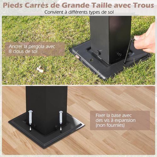 Pergola Rétractable D'extérieur Métallique à Toit Plat 305 X 305 Cm Avec Auvent Rétractable, Beige