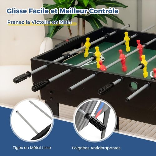 4 En 1 Baby-foot Hockey Et Billard Et Tennis De Table, 125 X 97 X 83 Cm, Pour Adulte Et Enfant