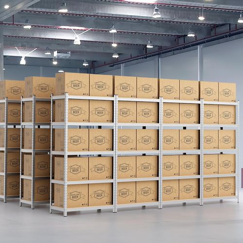 Étagère De Rangement à 5 Niveaux 46 X 91 X 183 Cm, Charge Lourde Totale 875 Kg, Argent