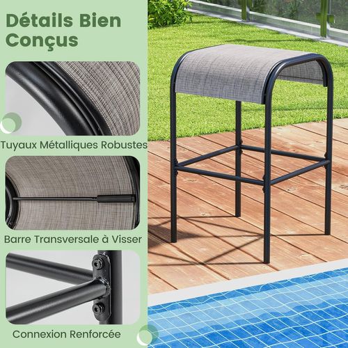 Tabourets De Bar En Métal, Chaise De Bar Avec Repose-pieds, Hauteur D’assise 76 Cm, Charge 180kg