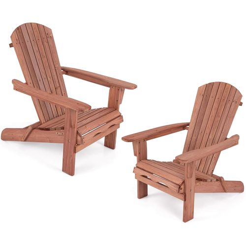 Lot De 2 Chaise De Jardin Adirondack En Bois, Fuateuil De Jardin à Lattes Pliable, Charge 160 Kg
