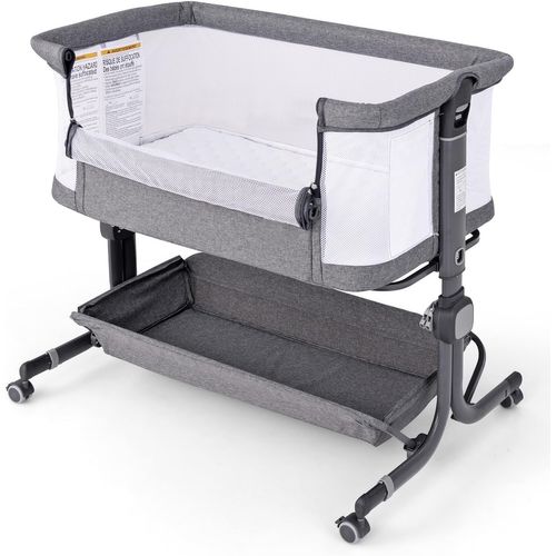 Lit Cododo Bébé Avec Matelas Et 6 Hauteur Réglable(75-85cm), Charge 9kg Pour 0-6 Mois (gris Clair)
