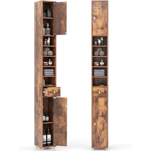 Meuble De Rangement Salle De Bain, Meuble Colonn, 20 X 20 X 180 Cm, Marron Rustique