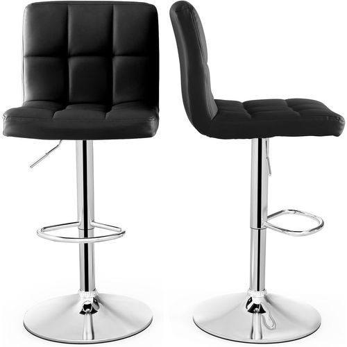 Lot De 2 Tabouret De Bar, Chaise Bar Pivotante, Hauteur Réglable 65-85 Cm, Repose-pieds, Noir
