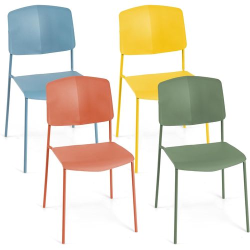 Chaise Salle à Manger Lot De 4, Chaise De Cuisine Empilables, Dossier Ergonomique (coloré)