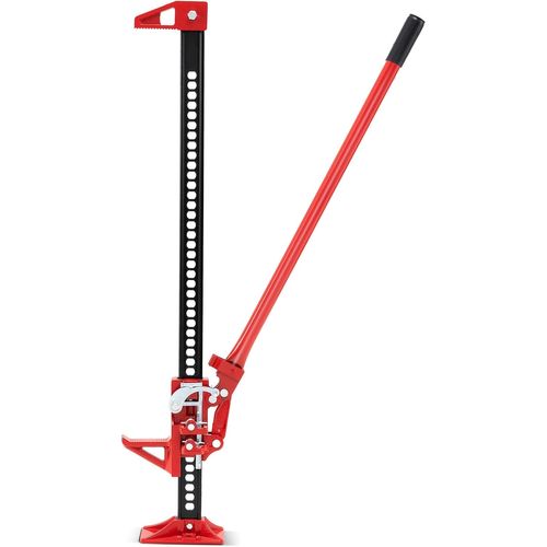 Cric Tout-terrain à Cliquet 112 Cm Charge 3000kg, Cric Agricole Hauteur Réglable De 15-112 Cm, Rouge