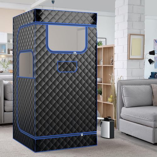 Sauna à Vapeur Portable 3l Avec Chaise Pliable, Tente De Sauna Avec 9 Niveaux Température (noir)