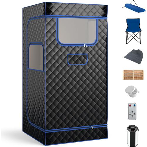 Sauna à Vapeur Portable 3l Avec Chaise Pliable, Tente De Sauna Avec 9 Niveaux Température (noir)