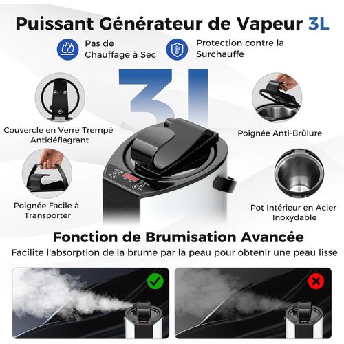 Sauna à Vapeur Portable 3l Avec Chaise Pliable, Tente De Sauna Avec 9 Niveaux Température (noir)