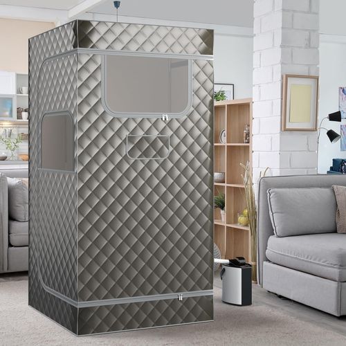 Sauna à Vapeur Portable 3l Avec Chaise Pliable, Tente De Sauna Avec 9 Niveaux Température (gris)