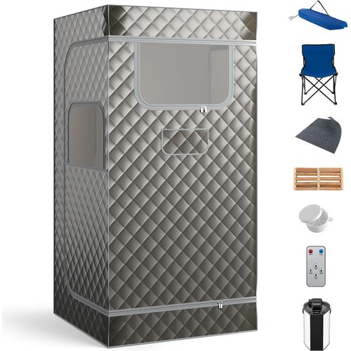 Sauna à Vapeur Portable 3l Avec Chaise Pliable, Tente De Sauna Avec 9 Niveaux Température (gris)