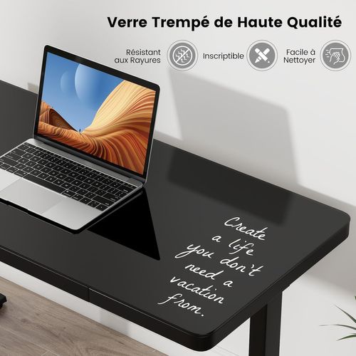 Bureau Assis Debout Electrique 120 X 60 Cm Avec Tiroir, Bureau Électrique Réglable En Hauteur (noir)